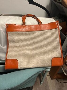 Anna Paola Women's Tan & Cream Woven Tote Bag